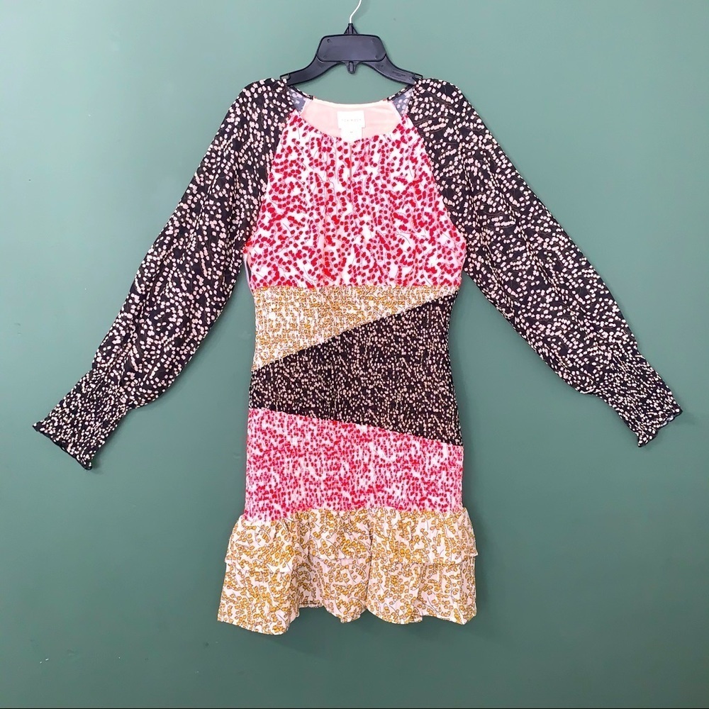 Foxiedox Long Sleeve Semi Sheer Floral Print Dress NWT